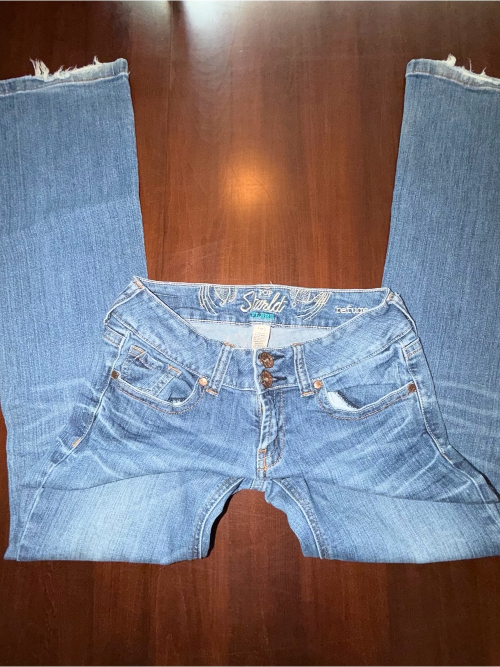 Refuge Pop Starlet Y2K Low Rise Flare Jeans 6R Double Button